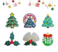 Durdiiy Parches Ropa Parche de Navidad para Coser y Planchar, 6/8 Parche Ropa Termoadhesivo, Papá Noel árbol de Navidad elfo regalo muñeco de nieve, parches ropa para Camiseta, Pantalon (C-6)
