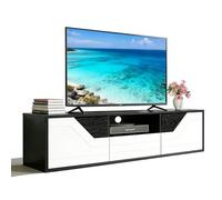 Durecoform Mueble bajo de TV de pie de 120 cm, armario de TV con 2 puertas, para televisores de hasta 50 pulgadas, armario de televisión con cajón y compartimento abierto para salón y dormitorio