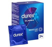 Durex CLASSIC - Preservativos clásicos lisos con lubricante, 24 unidades