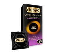 Durex Conexión Total Extra Lubricado - Preservativo Ultra Fino Plus sin Látex con Tecnología Body Feel que Transmite Mejor el Calor Corporal, 10 Condones XL Extra Lubricados