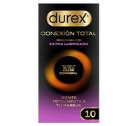 Durex Conexión Total Extra Lubricado - Preservativo Ultra Fino Plus sin Látex con Tecnología Body Feel que Transmite Mejor el Calor Corporal, 10 Condones XL Extra Lubricados