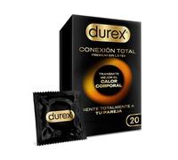 Durex Conexión Total Preservativo Ultra Fino Plus sin Látex con Tecnología Body Feel que Transmite Mejor el Calor Corporal, 20 Condones