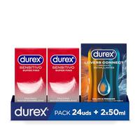 Durex duplo preservativos sensitivo contacto total 12 x 2 unidades + Durex Lovers Connect Calor y Frescor - Lubricante para Ella y para Él 2 x 50 ml