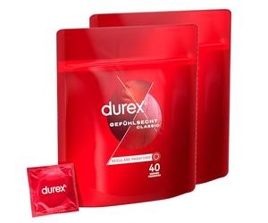 Durex Gefühlsecht Classic Condones clásicos, 2 x 40 unidades (80 condones)