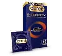 Durex Intensity - 10 Condones Hombre Sin Látex Última Generación Ultra Fino Ultra Lubricados - Más Calor Corporal Compartido - Tamaño Estándar