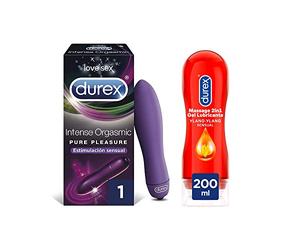 Durex Juguete Sexual Vibrador Mini Intense Orgasmic Pure Pleasure + Durex Massage Sensual Ylang-Ylang 200ml