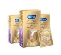 Durex - Lote de 3 preservativos nude sin látex, sensación de piel contra la piel, caja de 8