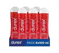 Durex Lubricante Fresa, Dulce y Placentero, 100 ml [Pack 6 Unidades]