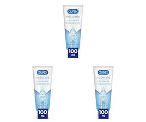 Durex Lubricante Naturals Hidratante, con ingredientes 100% naturales, 100 ml (Paquete de 3)