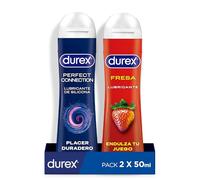 Durex Lubricante Perfect Connection Base Silicona + Gel Lubricante Sabor Fresa - 2 x 50ml
