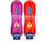 Durex Lubricante Play Massage 2 en 1 Gel de Masaje Corporal Erótico y Estimulante Ylang-Ylang y Aloe Vera, 2 x 200 ml - Total : 400 ml