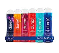Durex Lubricantes Pack 6 Unidades: Fresa, Calor, Frescor, Perfect Connection, Cereza y Original, 6x50ml