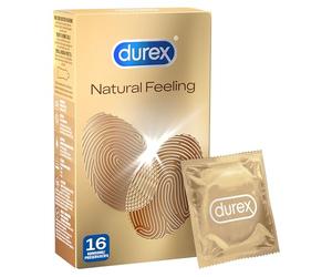 Durex Natural Feeling Preservativos sin látex para una sensación natural de piel a piel, 1 paquete de 16 unidades