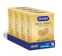 Durex Pack de Preservativos Real Feel, Extra lubricados, Sin Látex, Forma Easy-On, 96 condones