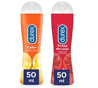 Durex Pack Lubricante Efecto Calor + Lubricante Sabor Fresa, Pack Ahorro 2x50 ml