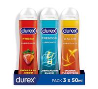 Durex Pack Lubricante Sabor Fresa + Efecto Calor + Efecto Frescor, Base de Agua, Pack Ahorro 3x50 ml