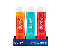 Durex Pack Lubricante Sabor Fresa + Efecto Calor + Efecto Frescor, Base de Agua, Pack Ahorro 3x50 ml