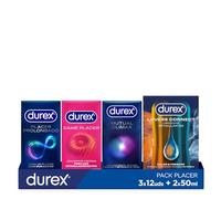 Durex Pack Placer Prolongado + Dame Placer + Mutual Climax, Pack Ahorro 36 Condones + Durex Lovers Connect Calor y Frescor - Lubricante para Ella y para Él 2 x 50 ml