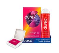 Durex, Pack Preservativos Dame Placer 12 Condones, Lubricante Sabor y Aroma Fresa de Base Agua, 50 ml