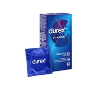 Durex Preservativos clásicos de ajuste estrecho con revestimiento lubricante extra en bolsa resellable, color negro (paquete de 12)