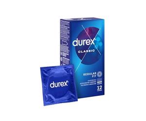 Durex Preservativos clásicos de ajuste estrecho con revestimiento lubricante extra en bolsa resellable, color negro (paquete de 12)