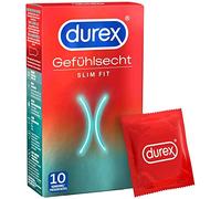 Durex Preservativos finos, de ajuste estrecho e hidratados con gel lubricante de silicona, paquete de 20 (2 x 10 unidades)