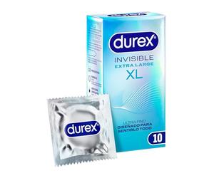 Durex Preservativos Invisible XL, Ultra Fino Diseñado para Maximizar Sensaciones, 10 condones XL