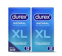 Durex Preservativos Originales Natural Plus Talla XL 12x2-24 condones Más Grandes