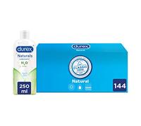 Durex Preservativos Originales, Pack Ahorro 144 condones, Durex Naturals H2O Lubricante Base Agua, 100% Natural Sin Fragancia, Colorantes ni Agentes Irritantes, 250ml