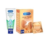 Durex Preservativos Real Feel 24 condones + Lubricante Naturals H2O 100ml