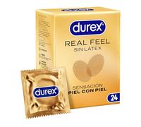 Durex Preservativos Real Feel, Extra lubricados, Sin Látex, Forma Easy-On, 24 condones