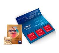 Durex Preservativos Real Feel, Sensación Piel con Piel, 24 condones, FitLab Encuentra tu Talla, 3 condones