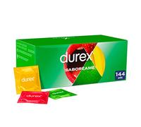 Durex Preservativos Saboréame, Sabores Afrutados Para una Diversión Extra, Fresa, Plátano, Naranja y Manzana, 144 condones