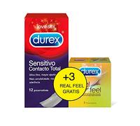 Durex DUREX SENSITIVO CONTACTO TOTAL 12 Ud + DUREX REAL FEEL 3 ud GRATIS