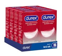 Durex Preservativos Sensitivo Contacto Total, Ultra Fino, Lubricado, 96 condones (8x12)