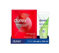 Durex Preservativos Sensitivo Suave + Lubricante Naturals H20, 24 Condones + Lubricante 100ml
