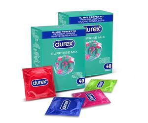 Durex Surprise Mix Condones Surprises, con relieves y nervaturas y delgados, Maxi formato, 80 perfiles