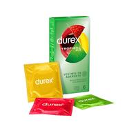 Durex Tropical Condones con sabor a frutas (plátano, manzana, fresa y naranja), 6 perfiles