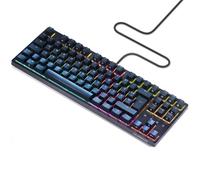 DURGOD Teclado mecánico Taurus K320 RGB TKL | 88 teclas Tenkeyless | USB C con cable | teclas Doubleshot PBT | QWERTZ - disposición alemana (Nebula RGB, rojo cereza silenciosa)