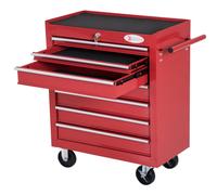 DURHAND Carro de Herramientas con 7 Cajones, Carro de Taller con Cerradura, Asa, 2 Ruedas con Freno de Bloqueo, para Garaje, Hogar, Rojo