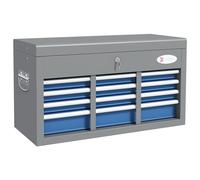 DURHAND Caja de Herramientas con 6 Cajones, una Caja y 2 Llaves, Caja de Herramientas de Acero con Asas Laterales, 60x26x34 cm. Azul