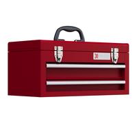 DURHAND Caja de Herramientas de Acero con 2 Cajones Bandeja Tapa Abatible Cierres Metálicos y Asa 46x24x22 cm Rojo