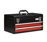 Durhand caja de herramientas de acero con 2 cajones tapa abatible bandeja superior cierres metálicos y asa maletín de herramientas portátil para taller bricolaje hogar 46x24x22 cm negro 46 cm