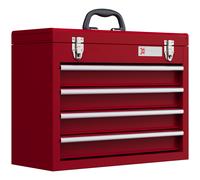 DURHAND Caja de Herramientas de Acero con 4 Cajones Bandeja Tapa Abatible y Cierres Metálicos 51x22x39,5 cm Rojo