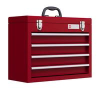 Durhand caja de herramientas de acero con 4 cajones tapa abatible bandeja superior cierres metálicos y asa maletín de herramientas portátil para taller bricolaje hogar 51x22x39,5 cm rojo