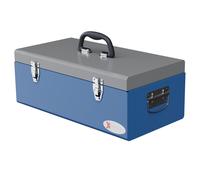 DURHAND Caja de Herramientas Metálica con Cerradura Asas y Gran Capacidad para Uso Doméstico o Profesional 50x26x18,5 cm Azul