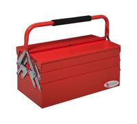DURHAND Caja de Herramientas Metálica, Maletín de Herramientas de Acero Plegable con 5 Bandejas y Asa, para Taller, Garaje, 45x20x34,5 cm, Rojo