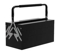 Durhand caja de herramientas metálica, maletín de herramientas de acero plegable con 5 bandejas y asa, para taller, garaje, 45x20x34,5 cm, negro