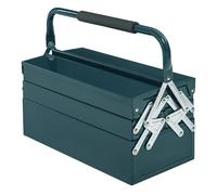 DURHAND Caja de Herramientas Metálica Plegable con 5 Bandejas y Asa para Taller Garaje 45x20x34,5 cm Verde Oscuro