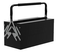 DURHAND Caja de Herramientas Metálica Plegable con 5 Bandejas y Asa para Taller Garaje 45x20x34,5 cm Negro